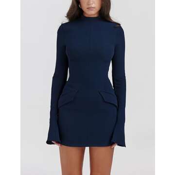 Tiko Miko Long Sleeve Bodycon Mini Dress - Elegant & Stretchy