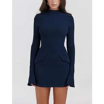 Tiko Miko Long Sleeve Bodycon Mini Dress - Elegant & Stretchy