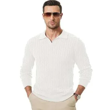 Stylish Dokotoo Men's V Neck Cable Knit Sweater