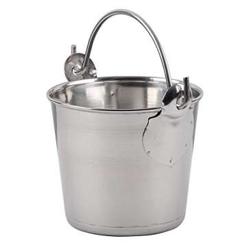 Lindy's 1-Quart Stainless Steel Bucket, Durable Seamless Bucket for Many Home Tasks, Carry Water or ...