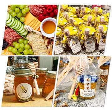 25Pcs Honey Dipper Sticks - Wooden Honey Dipper, 3 Inch Mini Honeycomb Stick, Honey Stirrer Stick fo...