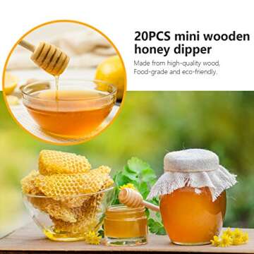 25Pcs Honey Dipper Sticks - Wooden Honey Dipper, 3 Inch Mini Honeycomb Stick, Honey Stirrer Stick for Honey Jar Dispense Drizzle Honey and Wedding Party Present