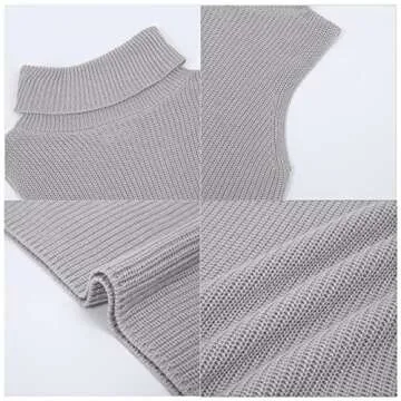 MACNOORA Womens Sleeveless Sweater Vest Turtleneck Ribbed Knit Tank Tops Basic Slim Fit Top Grey