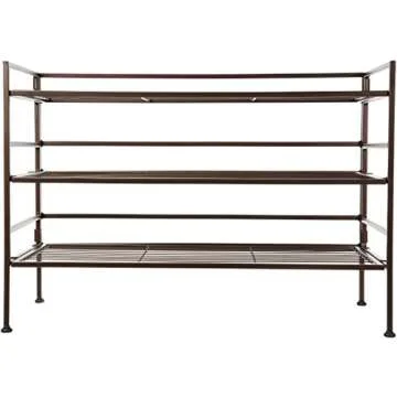 Amazon Basics 9-Pair Shoe Rack Organizer with 3 Shelves, Bronze, 12.6" D x 26.7" W x 18.7" H