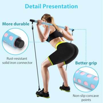 Adjustable Pilates Bar & Resistance Bands for Home Workouts