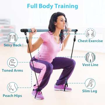 Adjustable Pilates Bar & Resistance Bands for Home Workouts
