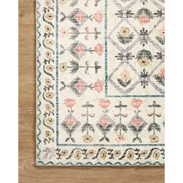 Loloi Rifle Paper Co. x Eden Collection EDE-03 Lattice Ivory 7'-6" x 9'-6" Area Rug