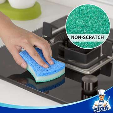 MR.SIGA Multi-Use Cellulose Scrub Sponge for Kitchen