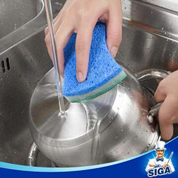 MR.SIGA Multi-Use Cellulose Scrub Sponge for Kitchen