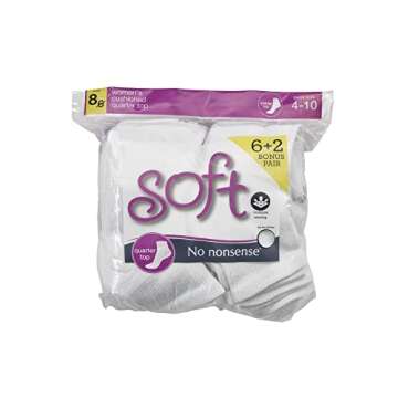 No nonsense womens Cushion Quarter Top 8 Pair Pack Liner Socks, White, One Size US