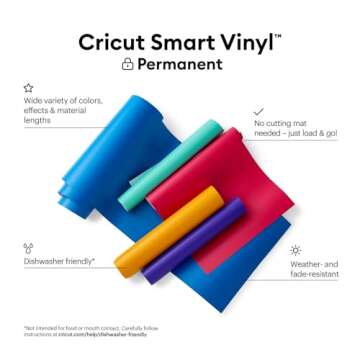 Cricut Smart Permanent Vinyl (13in x 12ft, Black) - Matless Cutting for Creative Projects