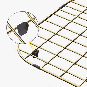 Kitchen Sink Grid Protector, Sink Bottom Grate for Kitchen Sink Prevents Scratches, Stainless Steel Sink Rack Protector with Center Drain Gold 26"L X 14"W