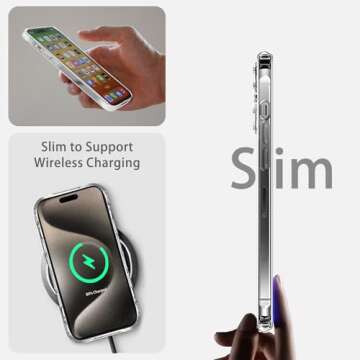 JJGoo Clear Case for iPhone 15 Pro Max, Slim & Shockproof