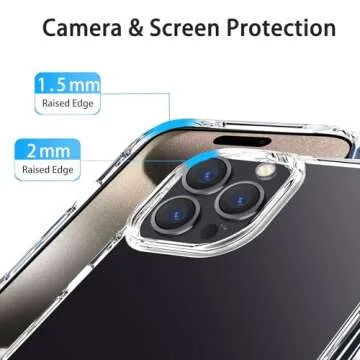JJGoo Clear Case for iPhone 15 Pro Max, Slim & Shockproof