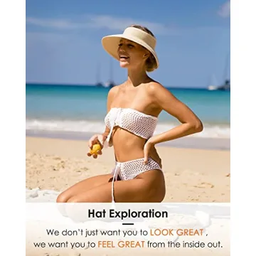 FURTALK Women's UV UPF Wide Brim Straw Sun Visor Hat