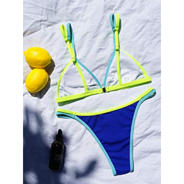 Fashionable WDIRARA Women's Spaghetti Strap Bikini Swimsuit