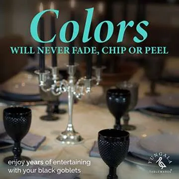 Yungala Black Wine Goblets Set of Four, Dishwasher Safe