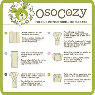 OsoCozy Organic Cotton Prefold Cloth Diapers Traditional Fit Small 4x8x4 Layering (6pk) - Super-Soft, Thick, Absorbent and Durable. Unbleached Natural Color, Fits 7-15 lbs.