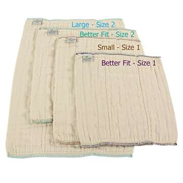 OsoCozy Organic Cotton Prefold Cloth Diapers Traditional Fit Small 4x8x4 Layering (6pk) - Super-Soft, Thick, Absorbent and Durable. Unbleached Natural Color, Fits 7-15 lbs.
