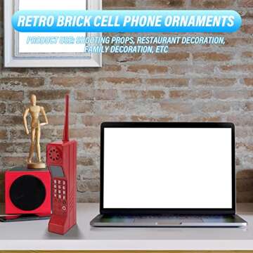 Pilipane Retro Brick Cell Phone Ornament, 80s 90s Vintage Brick Mobile Phone Model Halloween Party Decorations Old Fashioned Cell Phone Model Photography Props Home Living Room (Red)