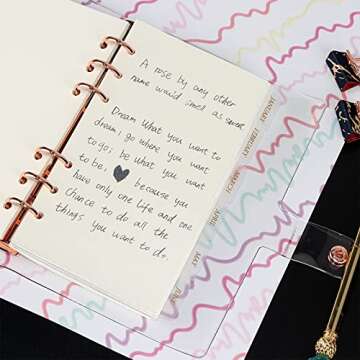 Personal A6 Dividers 6 Hole Transparent Binder Index Page Dividers with Tabs Plastic Tab Dividers with Stickers for Binders, Planner, Agenda (Clear - 1 Set, no Stickers)