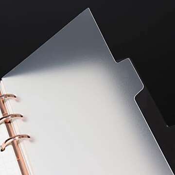 Personal A6 Dividers 6 Hole Transparent Binder Index Page Dividers with Tabs Plastic Tab Dividers with Stickers for Binders, Planner, Agenda (Clear - 1 Set, no Stickers)