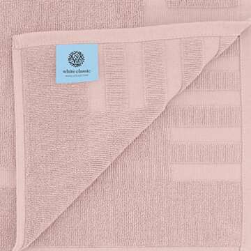 White Classic Luxury Bath Mat Floor Towel Set - Absorbent Cotton Hotel Spa Shower/Bathtub Mats [Not a Bathroom Rug] 22"x34" | 2 Pack | Pink