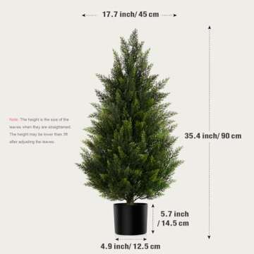 Artificial Topiary Cedar Trees 3FT Tall 2 Set, Outdoor Indoor Faux Pine Shrubs Plants, Realistic Fak...