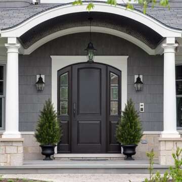 Artificial Topiary Cedar Trees 3FT Tall 2 Set, Outdoor Indoor Faux Pine Shrubs Plants, Realistic Fake Plants Front Porch Decor, Artificial Bushes Cypress for Home Front Door Offices