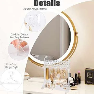 ChezMax Earring Organizer, Clear Acrylic Jewelry Holder