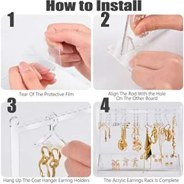 ChezMax Earring Organizer, Clear Acrylic Jewelry Holder