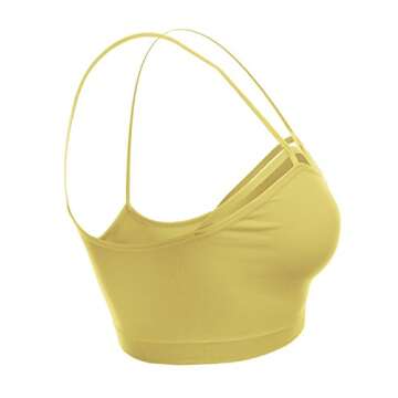 Stretch Seamless Cut Out Strappy Sport Bras Free (S-L) 010-banana