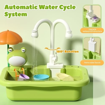 CUTE STONE Kids Play Sink with Running Water and Toys