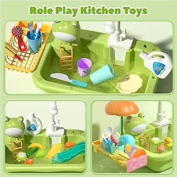 CUTE STONE Kids Play Sink with Running Water and Toys