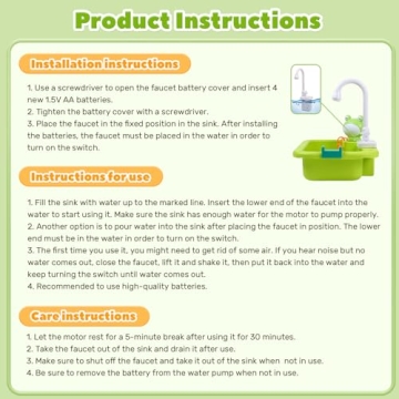 CUTE STONE Kids Play Sink with Running Water and Toys