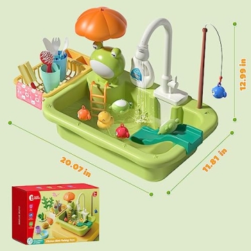 CUTE STONE Kids Play Sink with Running Water and Toys