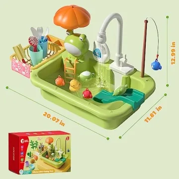 CUTE STONE Kids Play Sink with Running Water and Toys