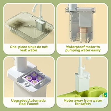 CUTE STONE Kids Play Sink with Running Water and Toys