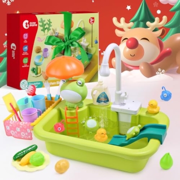 CUTE STONE Kids Play Sink with Running Water and Toys