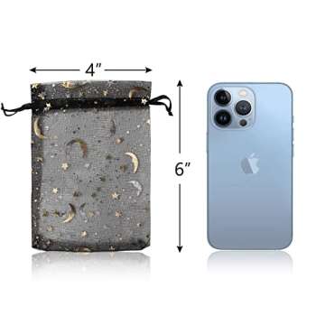 WenTao 100PCS Moon Star Organza Gift Bags for All Occasions