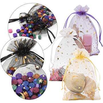 WenTao 100PCS Moon Star Organza Gift Bags for All Occasions