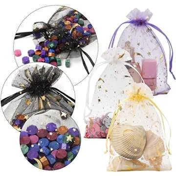 WenTao 100PCS Moon Star Organza Gift Bags for All Occasions