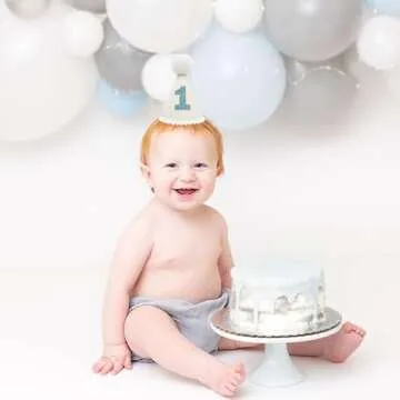 Baby's 1st Birthday Hat - Bohemian Style 1st Birthday Crown，Milky White 1st Birthday Hat，Glitter 1st Birthday Hat For Baby，Cake Smash Photo Prop Hat