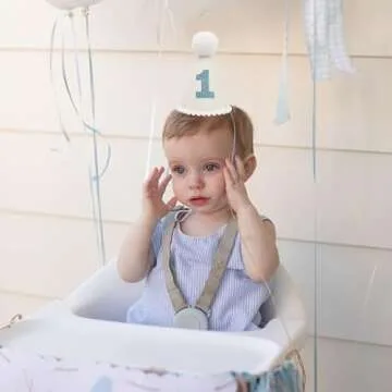 Baby's 1st Birthday Hat - Bohemian Style 1st Birthday Crown，Milky White 1st Birthday Hat，Glitter 1st Birthday Hat For Baby，Cake Smash Photo Prop Hat