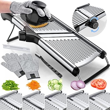 Adjustable Mandoline Slicer Stainless Steel with Gloves