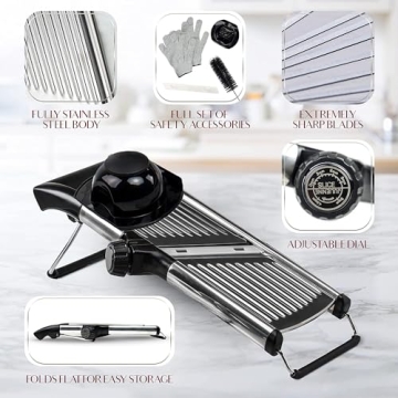Adjustable Mandoline Slicer Stainless Steel with Gloves