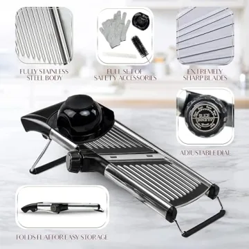 Adjustable Mandoline Slicer Stainless Steel with Gloves