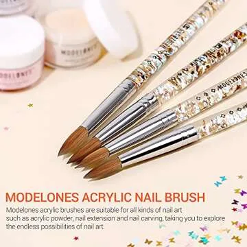 Modelones Acrylic Nail Brush with Glitter Handle for Manicure