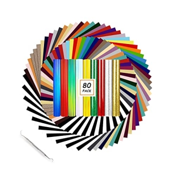 HTVRONT 80 Pack HTV Vinyl Bundle for T-Shirts and Crafts