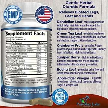 Water Away Gentle Herbal Diuretic - Natural Diuretic Water Pills - Relieve Bloating, Reduce Excess W...